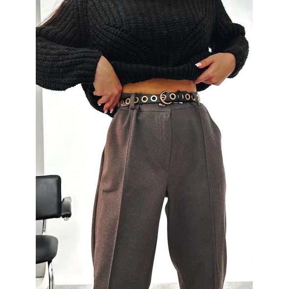 Жіночі штани класичні коричневі 446, Колір: Коричневий, Розмір: 46-48, фото , зображення 2