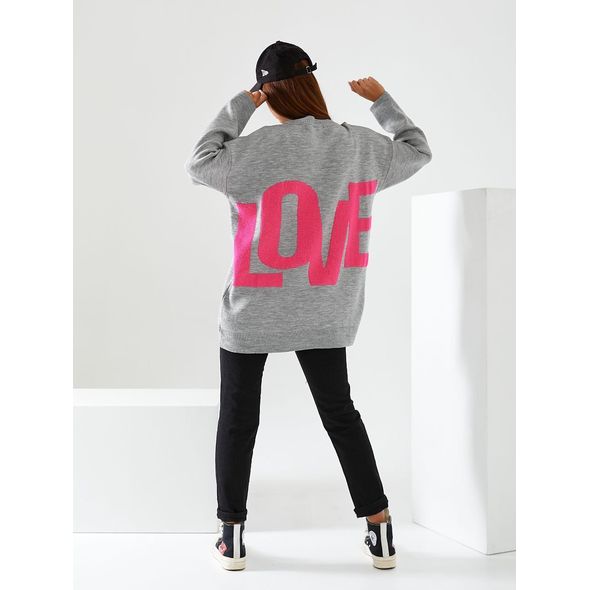 Женский свитер Love серый 0225, Цвет: Серый, Размер: 42-46 UKR (One size), фото 