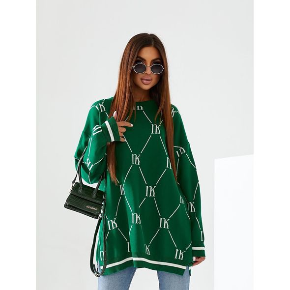 Женский свитер яркий свободного кроя зеленый 3016, Цвет: Зеленый, Размер: 42-46 UKR (One size), фото 