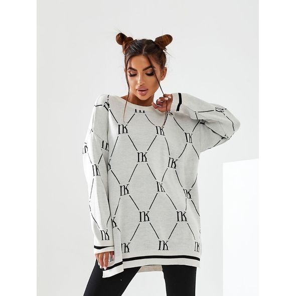 Жіночий светр яскравий вільного крою білий 3016, Колір: Білий, Розмір: 42-46, фото , зображення 2