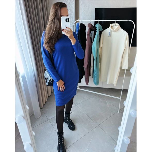 Платье короткое электрик с высоким горлом 372 /1372, Цвет: Электрик, Размер: 42-46 UKR (One size), фото , изображение 3