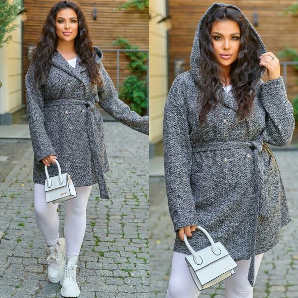 Женский кардиган большого размера с капюшоном н802-41783, Размер: 50-52 UKR, фото 