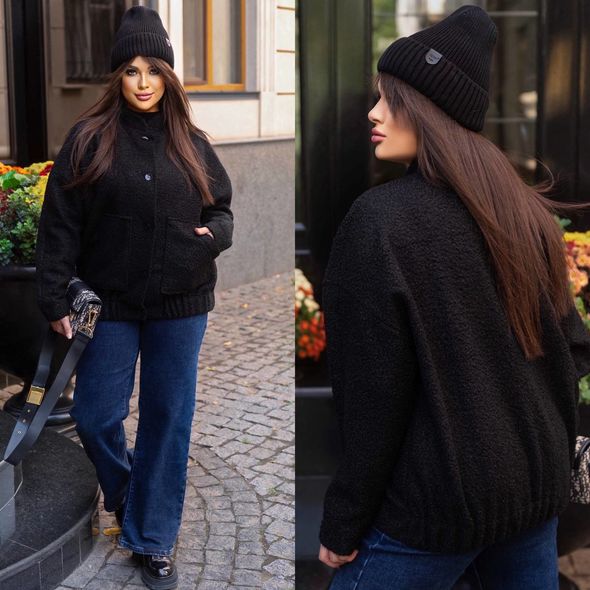 Женский бомбер черный 4409-41792, Цвет: Черный, Размер: 48-52 UKR (One size), фото 