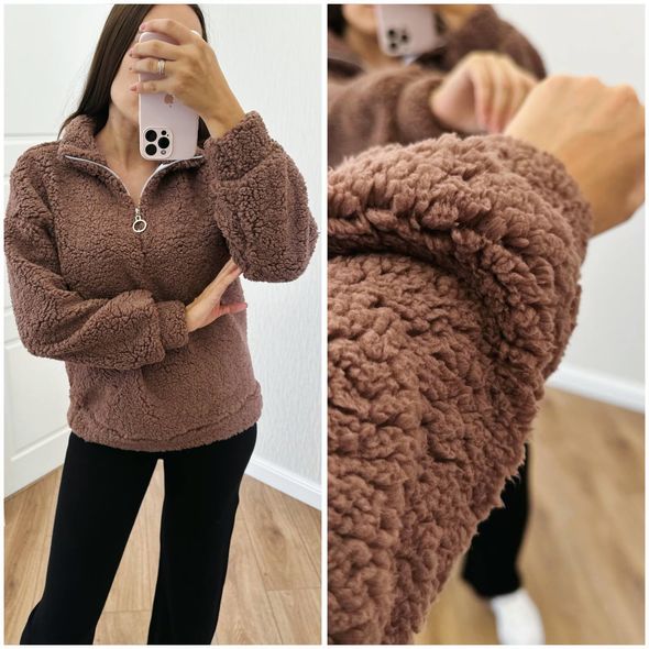 Жіноча кофта на блискавці 371 /1371, Колір: Мокко, Розмір: 42-46, фото 