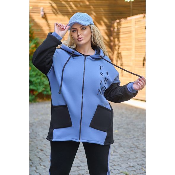 Женский спортивный костюм джинс большого размера 1043, Цвет: Джинс, Размер: 48-50 UKR, фото , изображение 3