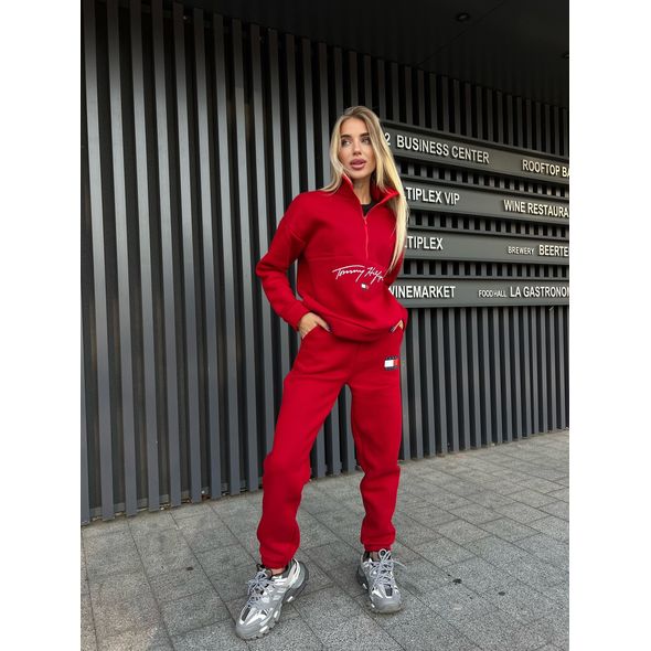Женский спортивный костюм красный кофта и штаны 527, Цвет: Красный, Размер: 50-52 UKR, фото 