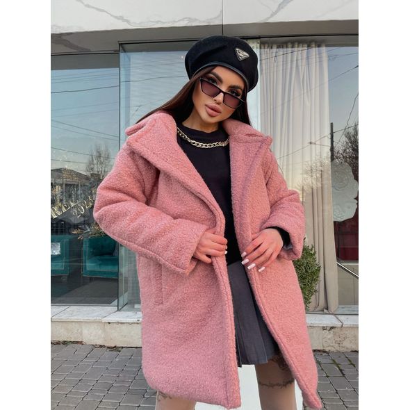 Жіноча шуба тепла пудра з утеплювачем на зиму 30516, Колір: Пудра, Розмір: 42-46, фото 