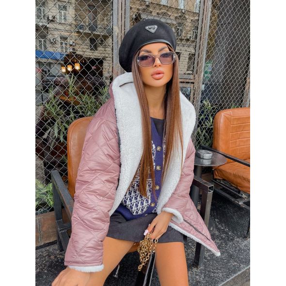 Жіноча куртка-шуба двостороння біле хутро 30354, фото , зображення 5