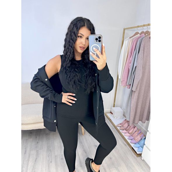 Жіночий спортивний костюм трійка чорний 4409-41789, Колір: Чорний, Розмір: s-m, фото , зображення 3
