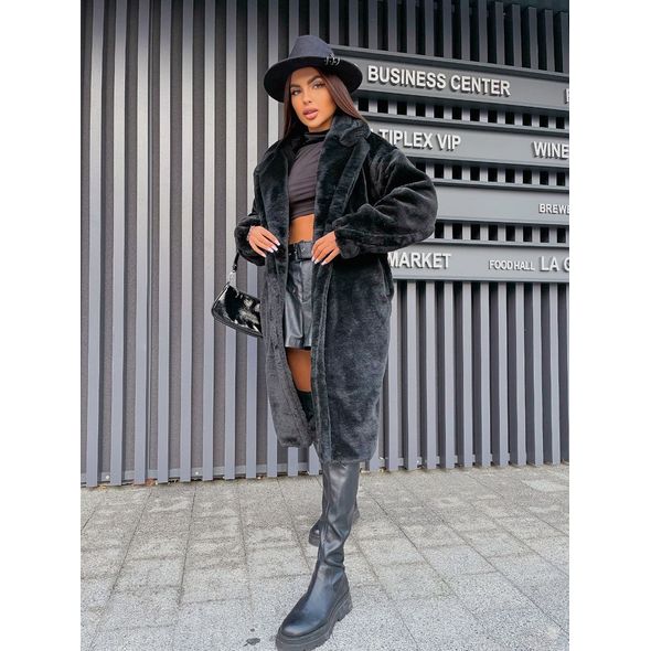 Жіноча чорна шуба довга 30370, фото , зображення 2