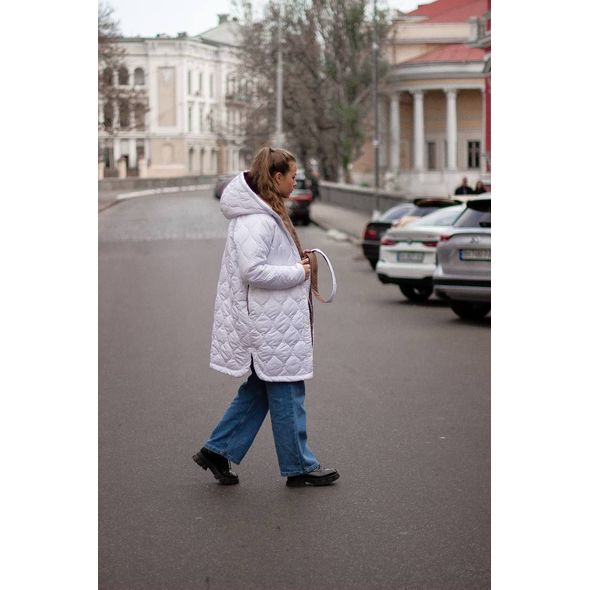 Женская куртка-пальто средней длины цвет белый 30244, Цвет: Белый, Размер: S-M (42-44 UKR), фото , изображение 3
