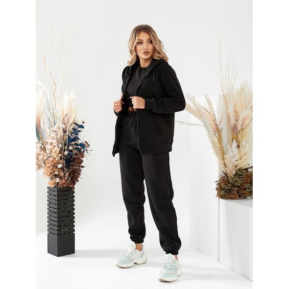 Жіночий спортивний костюм чорний 677-5377, Колір: Чорний, Розмір: s-m, фото 