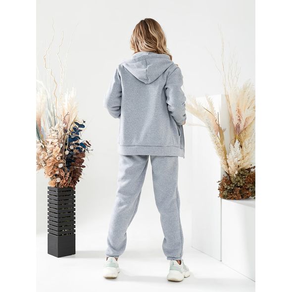 Жіночий спортивний костюм однотонний світло-сірий 677-5377, Колір: Світло сірий, Розмір: 46-48, фото , зображення 2