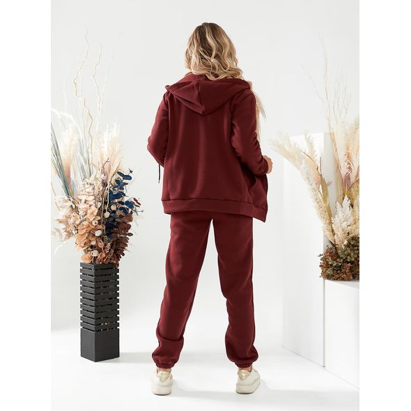 Спортивний костюм жіночий однотонний бордовий 677-5377, Колір: Бордовий, Розмір: s-m, фото , зображення 2