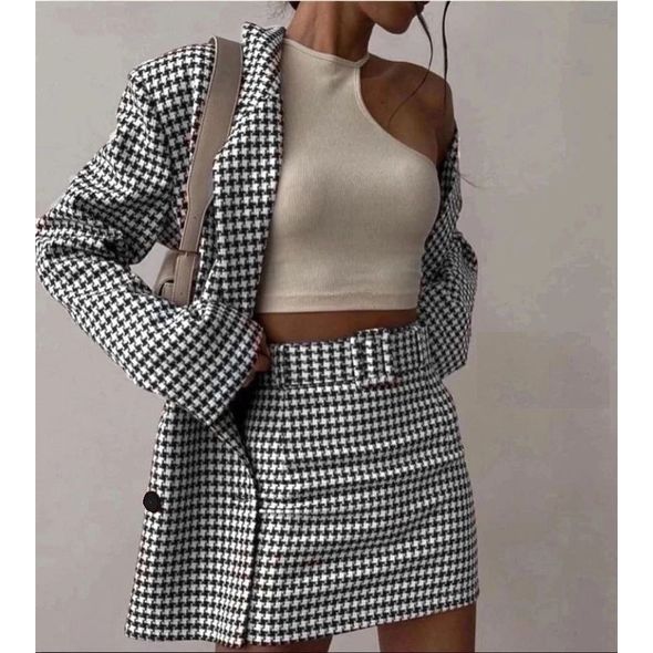 Женский юбочный костюм модный белый 606, Цвет: Белый, Размер: S-M (42-44 UKR), фото 