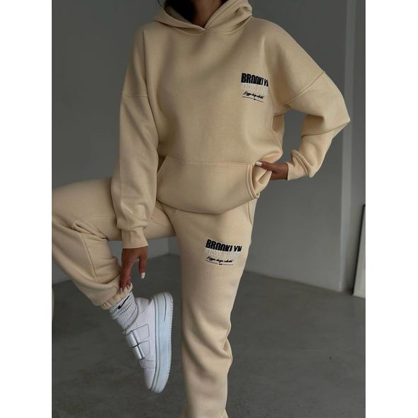 Жіночий бежевий спортивний костюм Brooklyn New York 007, Колір: Бежевий, Розмір: s-m, фото , зображення 2