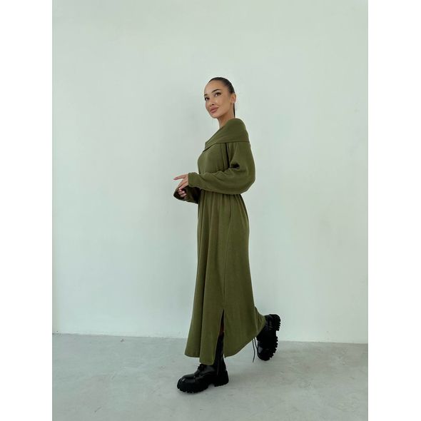 Женское длинное платье теплое хаки 1120, Цвет: Хаки, Размер: 42-46 UKR (One size), фото , изображение 2