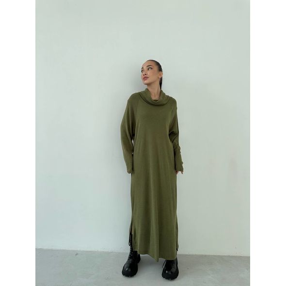Женское длинное платье теплое хаки 1120, Цвет: Хаки, Размер: 42-46 UKR (One size), фото 