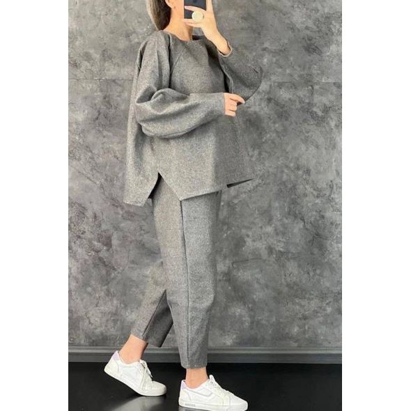 Женский костюм брючный теплый серый 3291, Цвет: Серый, Размер: 42-46 UKR (One size), фото 