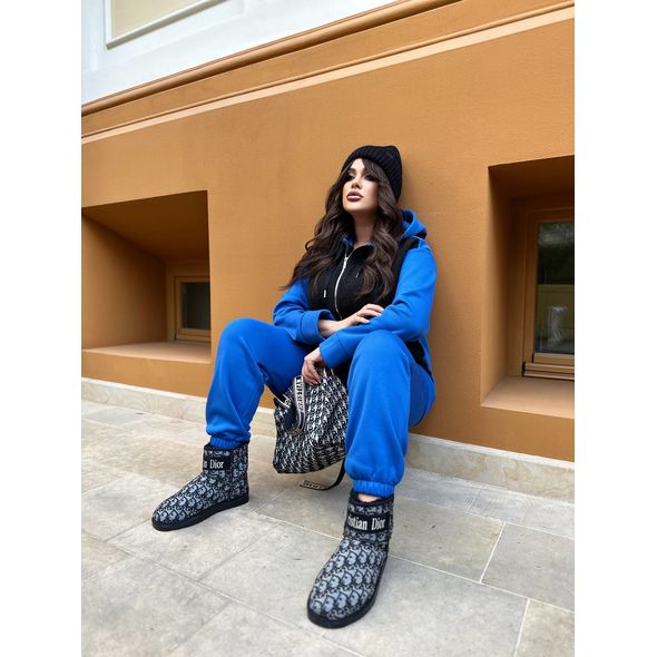 Женский спортивный костюм модный теплый черный 308, Цвет: Черный, Размер: 42-46 UKR (One size), фото 